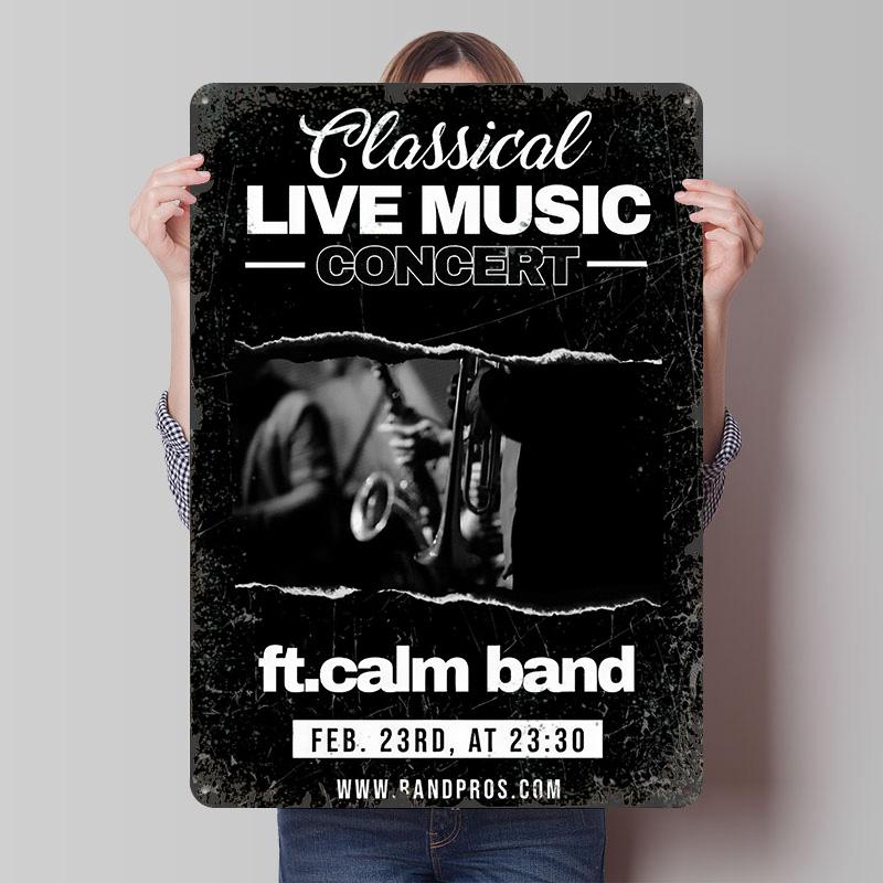

Live Music Concert Metal Poster Customized Wall Art Retro Vintage Tinplate Signs for Room Decoration Home Decor Items Coffee Bar 7.9x11.8In(20x30cm)