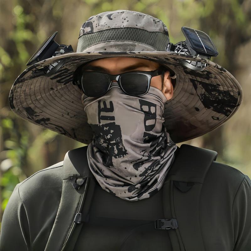 Unisex Solar-Powered Cooling Sun Hat - Large Brim for Outdoor Activities