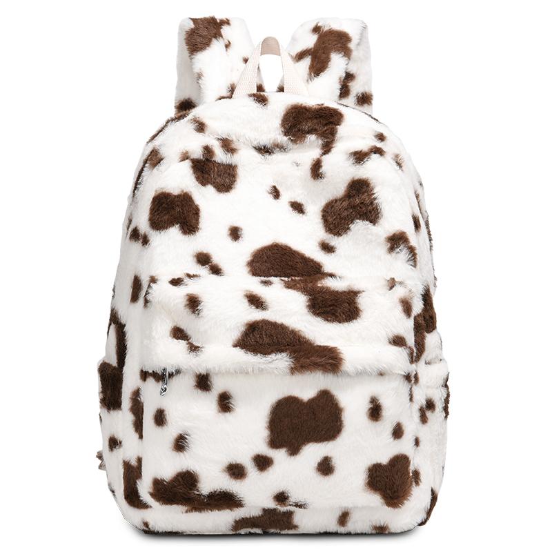 

2026 High Quality Casual Plush Sweet Interior Zipper Pocket School Bags Fashion Color Blocking Large Capacity Commute Backpacks