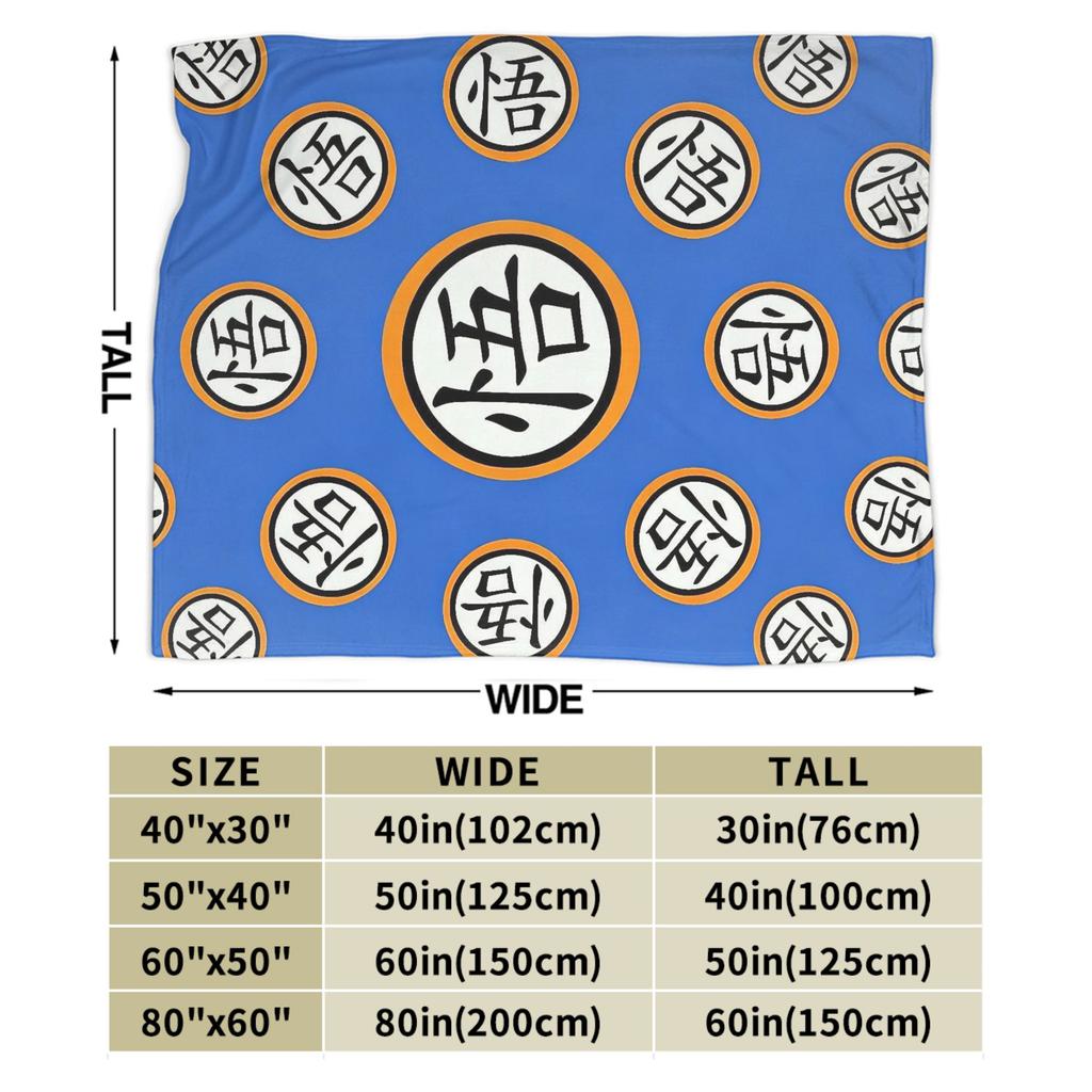 Goku Kanji DBZ Velvet Throw Blanket Blankets for Home Bedroom Lightweight Quilt,
