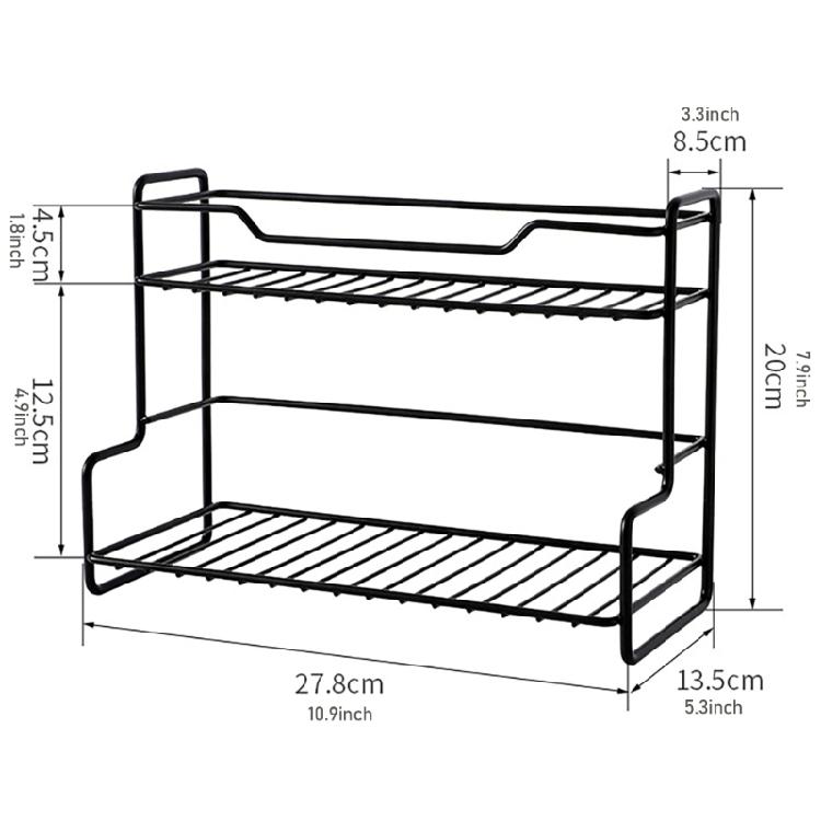 Schlafzimmer und Küche Doppellagiges Robustes Edelstahl-Lagerregal zur Organisation von Büchern, Zeitschriften und Gewürzen