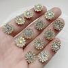 Pretty 14mm White/White ab Color flowers Resin Rhinestone Sewing Scrapbook Wedding Dress Jewelry Making accessories 50pcc/lot