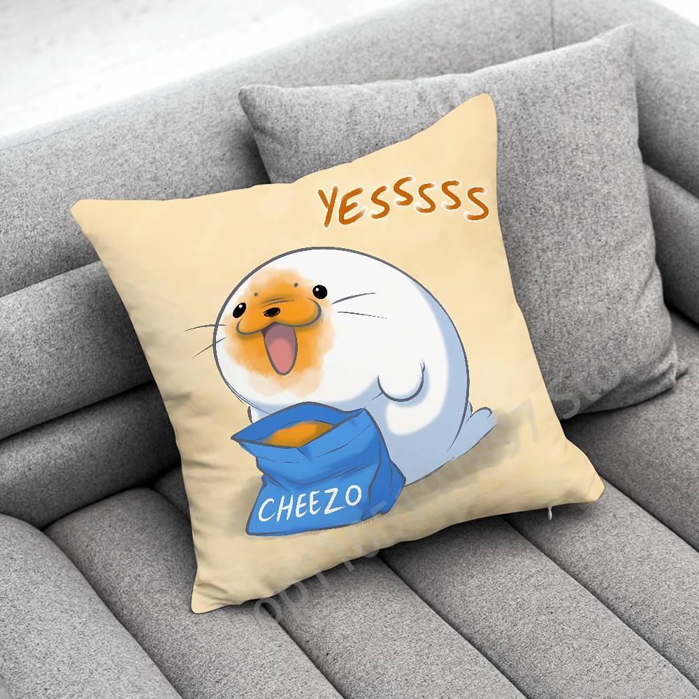 Seal Sea Cute Funny Throw Pillow Case For 50x50cm 40x40cm 55x55cm 45x45cm 30x30cm Square Bedroom Pillowcase Cover