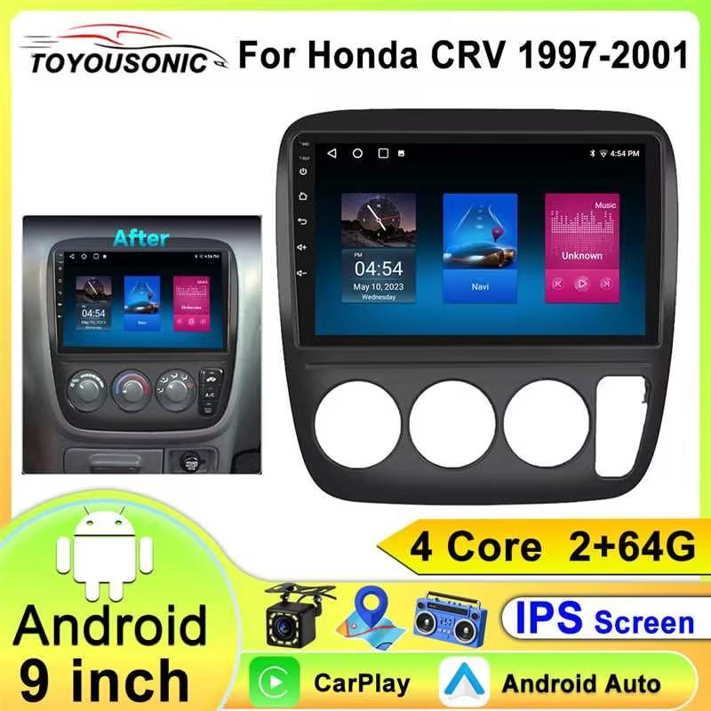9 Inch Wireless Car Radio Stereo for Honda CRV 1997 1998 1999 2000 2001 Touchscreen 2 Din Android Auto Carplay Car Video Player