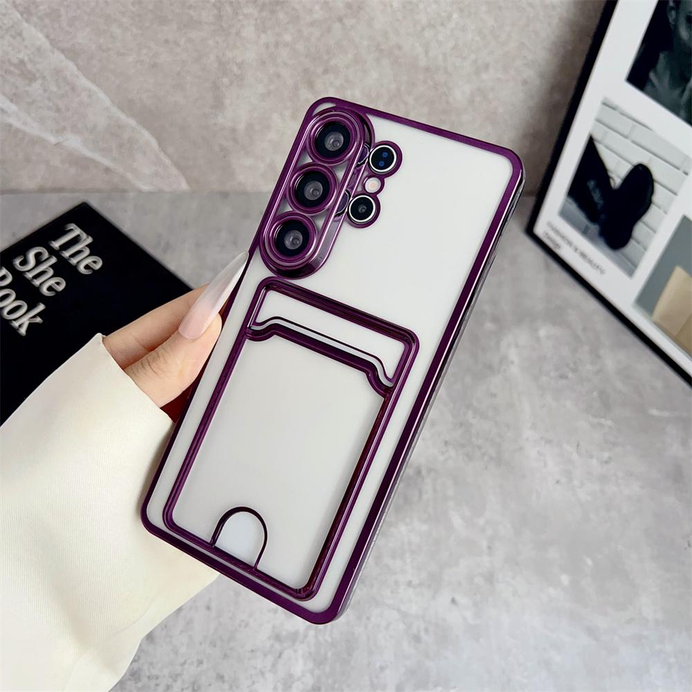 

Card Pocket Wallet Clear Case For Samsung Galaxy S26 S25 Ultra S24 FE S23 S22 S21 Plus Ultra S26 Edge A55 A56 A26 Plating Cover Galaxy S26