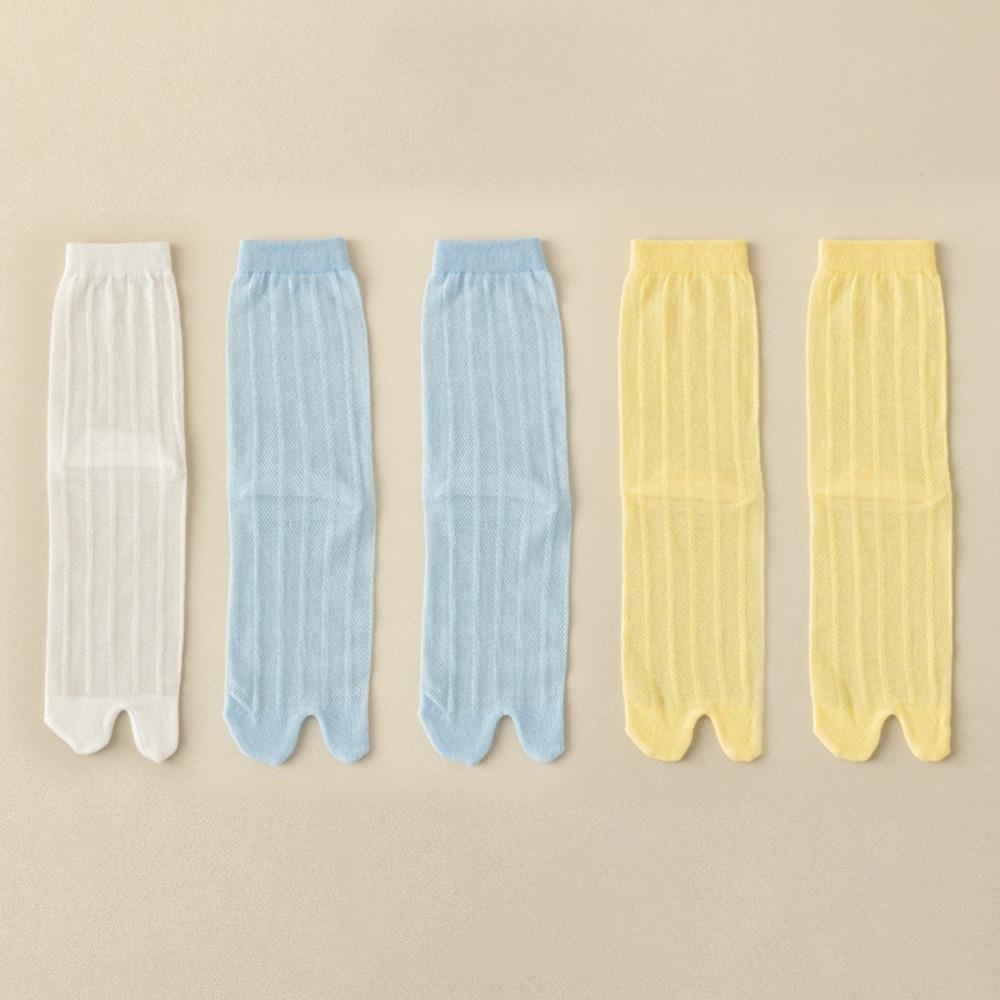 Sweet Two Toe Socks Simple Summer Thin Socks Solid Color Split Toe Tube Socks  Daily