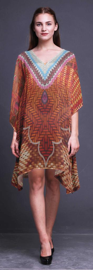 Phagun Ladies Plus Size Kaftan Summer Wear Beach Coverup Kimono Kaftan-4X-5X