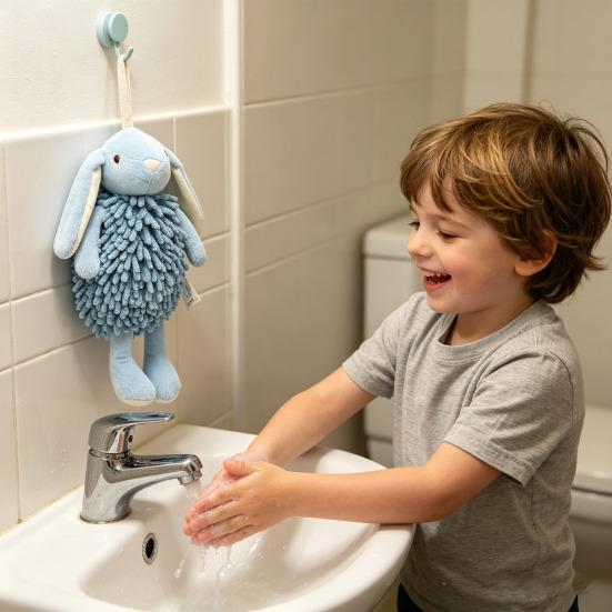 Microfiber Hand Towel Soft Instant Water Absorption Towel with Lanyard Hanging Towel for Hands Countertop Mirrors Cars Furniture
