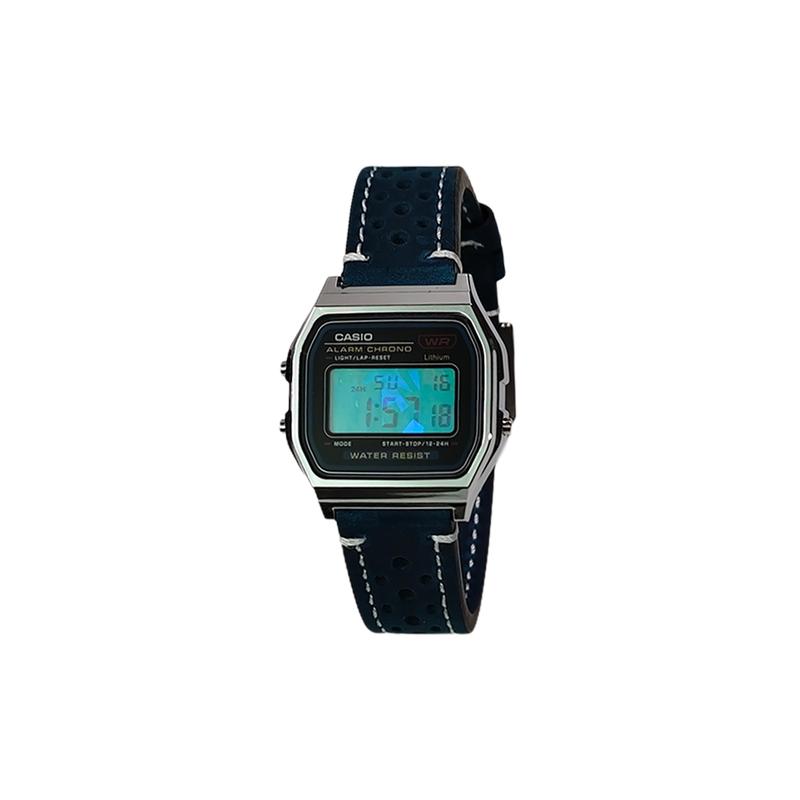 CASIO Customized watch modified series blue laser watch mirror silver resin case retro small square watch A159WA-N1D(Watch5-GaiZhuang-JiGuangYinJi)