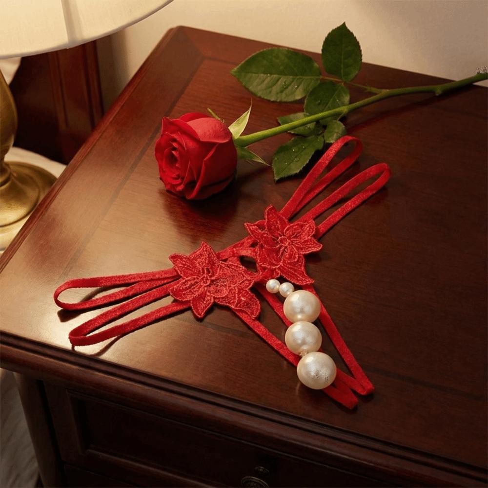 Pearl Pearl Lace Underwear Low-waist Mesh Lace Briefs Sweet Women's Thong  Summer Spring