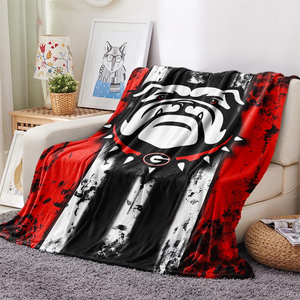1Pc Georgia Bulldog Print Flannel Blanket, High quality Comfortable for All Seasons, Home Decor, Warmth and Comfort, Perfect for Gifts
