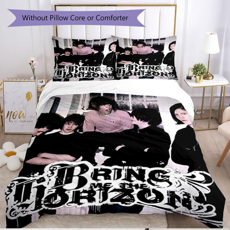 3pcs Duvet Cover Set (1*Duvet Cover + 2*Pillowcase, Without Core), Bring Me the Horizon Print Soft All‑Season Bedding Set, Home Bedroom Decor Gift