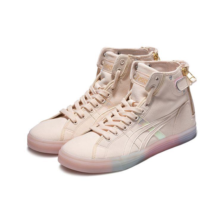 Asics Double Clutch Fabric Synthetic Leather Retro Casual High-Top Skate Shoes Women Sneakers Off-White 1203A172-101