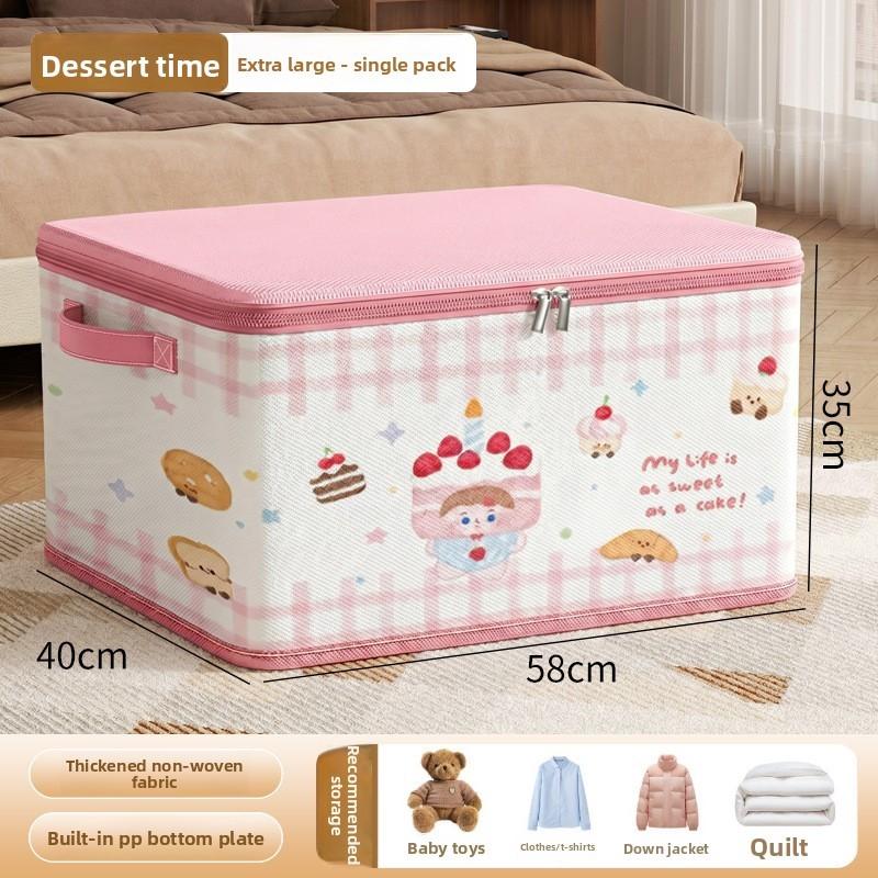Collapsible Fabric Storage Bin With Cartoon Patterns For Bedroom Closet Organization