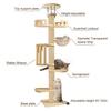 Floor To Ceiling Cat Tree, 6 Tier Adjustable Cat Tower with 7 Sisal Posts for Indoor Cats