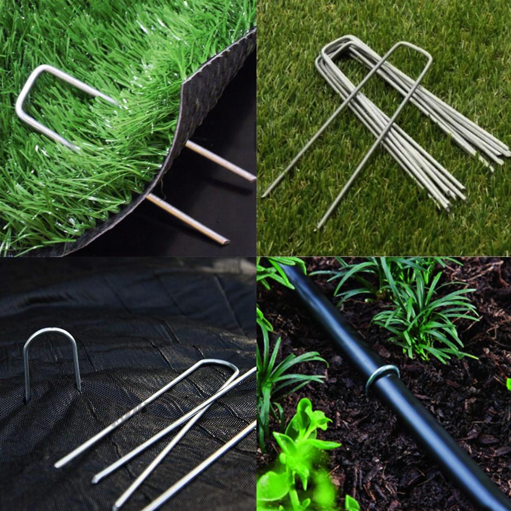 Shaped U Nail Pins Metal Fixed Plant Lawn Garden Pegs Stake Robust Netting