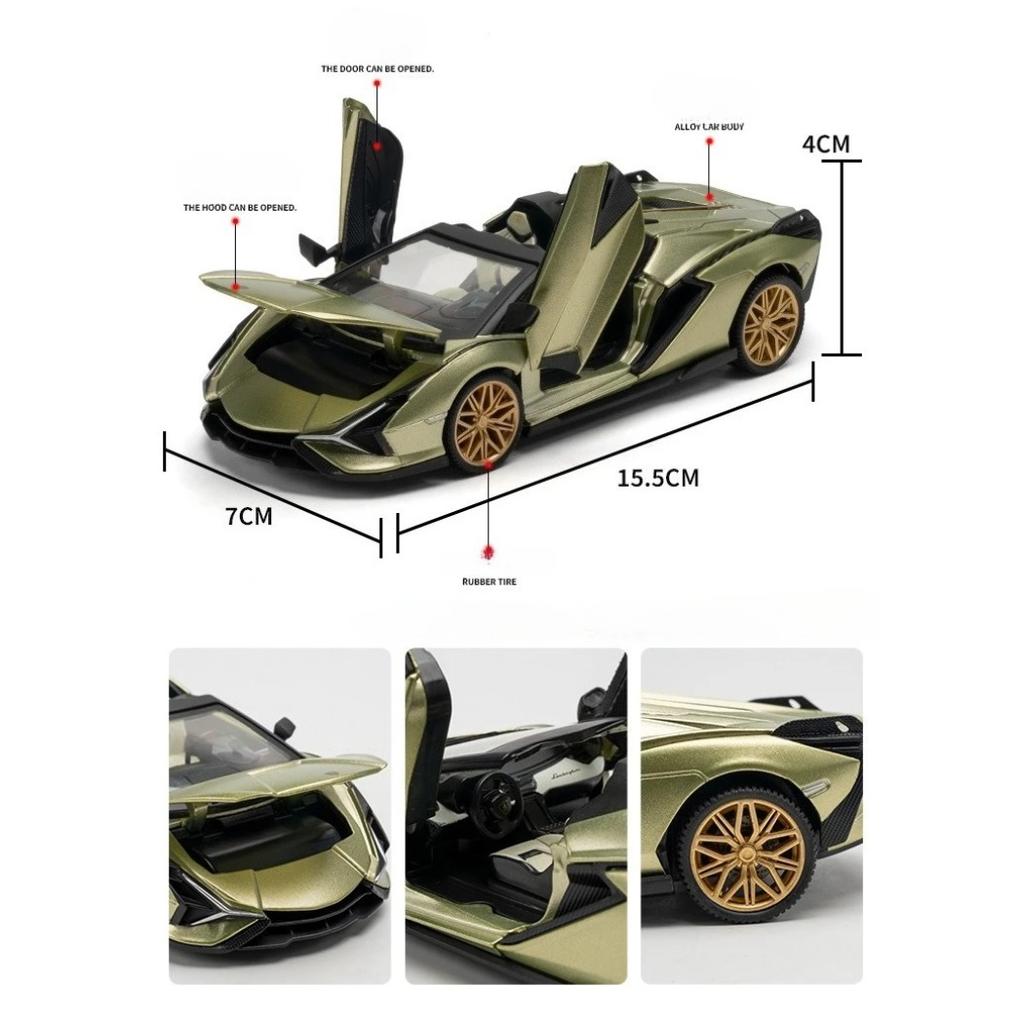Simulation 1/32 Lamborghini Sian Alloy Super Car Model with Display Box Collection Hobbies Miniature Voiture Metal Toy Vehicle Gift
