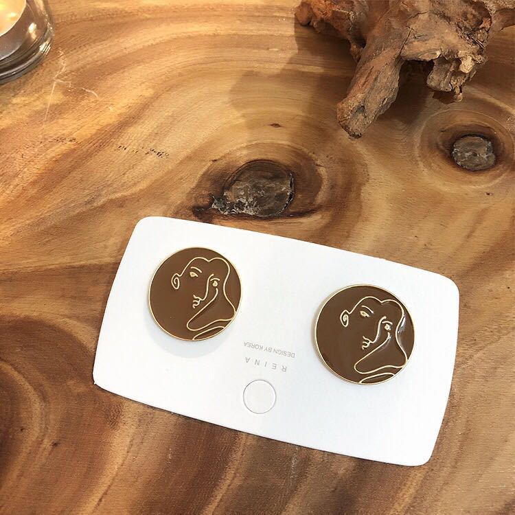 

Персонализированные цветные серьги-пусеты с капающим маслом, круглые для лица, геометрические квадратные мужские и женские аватары, забавные абстрактные серьги