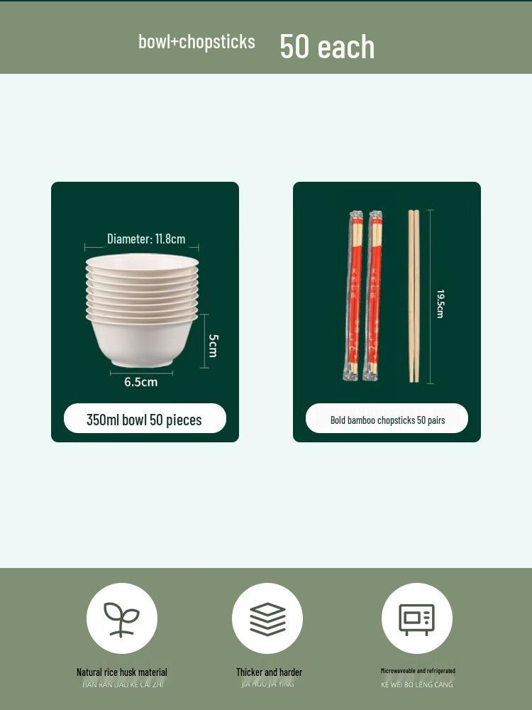 Eco-Friendly Rice Husk Tableware Set: Bowl, Chopsticks, Spoon & Cup – Recyclable & Food-Grade for Dining, Parties, Home, & Picnics (4-Piece)