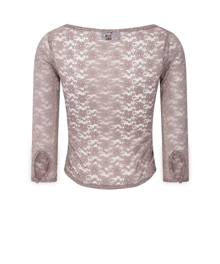 Peullijeunopallou Paige Long Sleeve Lace Top (Mocha Beige)