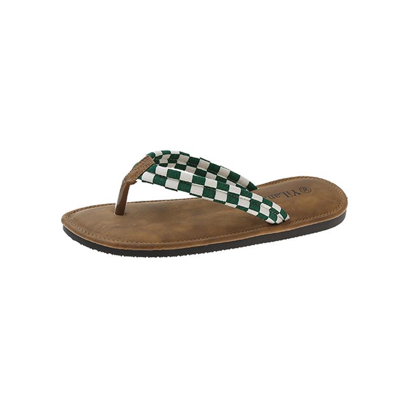 

Foreign trade large size slippers summer 2025 new women s casual flip-flops plaid flat beach shoes 40