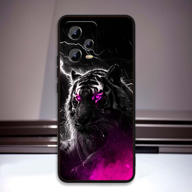 Löwe Bär Katze Cool Für Xiaomi Redmi Note 15 14 13 12 12S 11E 11 11S Pro Plus 4G 5G Schwarze Weiche TPU Handyhülle