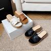 2025 Summer with Skirts Comfortable and Lightweight Open-toed Sandals Women Weave Simple Thick-soled Thick-heeled One-word Slippers