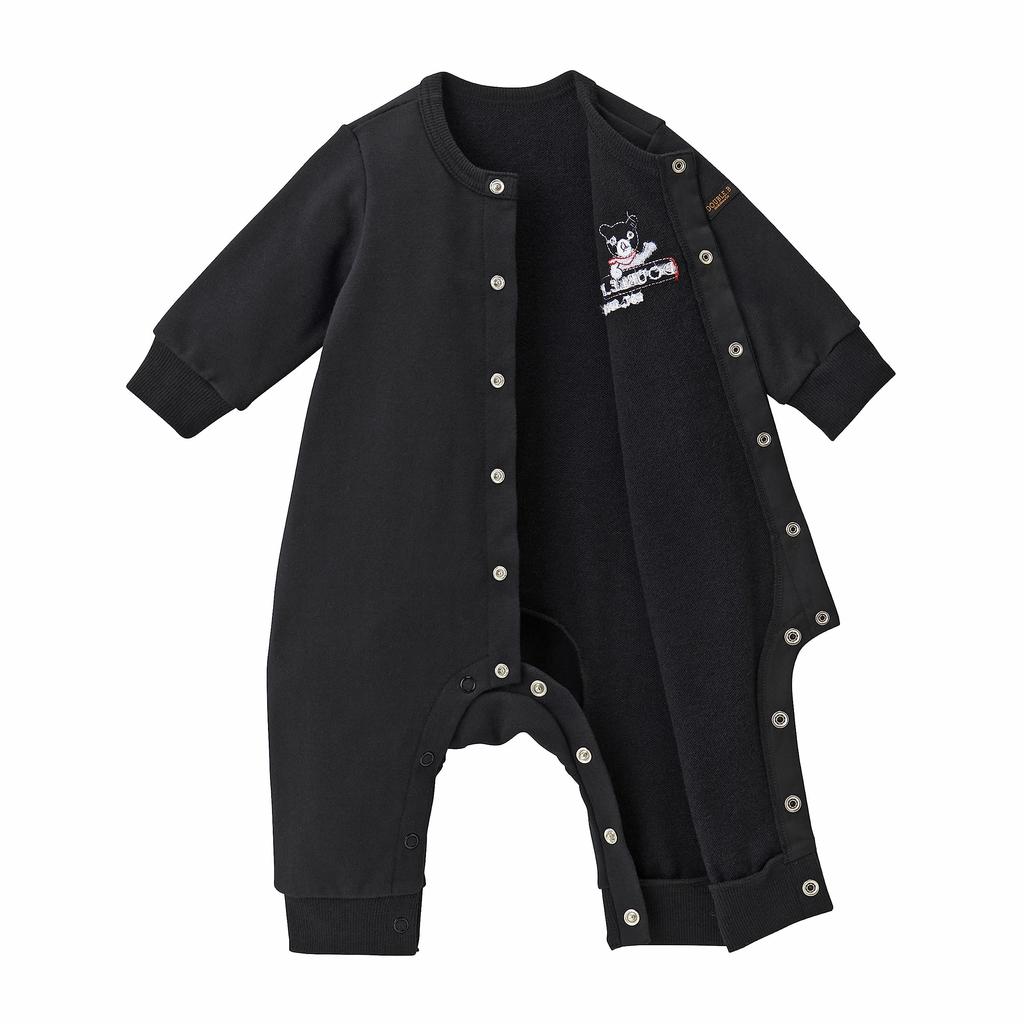 Miki House Double B Coverall Romper Long Sleeve Plain Bear Made In Japan Boys Girls Baby Infant Baby Clothes Clothes 80cm Black [Miki House]