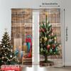 2pcs 2D Flat Printing Christmas Scene Curtain Christmas Tree Ornaments Gifts_c Fabric Without Electricity Festive Wall Decor