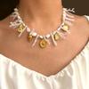 Sea Starfish Coral Shell Beaded Necklace Lightweight Stainless Steel Acrylic Stackable Jewelry For Daily Wear