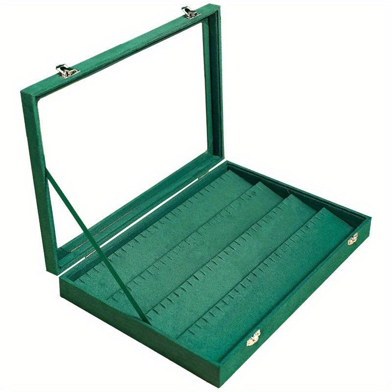 

Модный Креативный Стенд для Демонстрации Ювелирных Изделий Коробка для Хранения Серег Ожерелья Большое Прозрачное Стекло Портативный и Легкий в Хранении зелёный