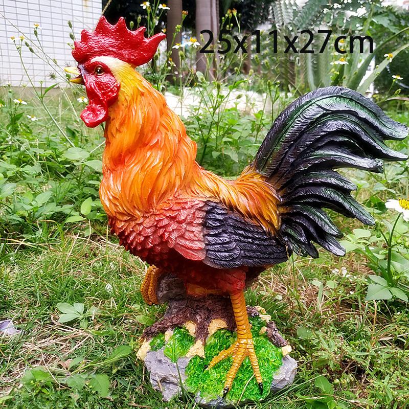 Resin Statue Simulation Poultry Chicken Rooster Hen Model Figurines Landscape Sculpture Courtyard Garden Decoration
