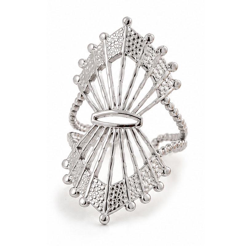 Stylish Stainless Steel Fan-Shaped Adjustable Open Ring for Couples