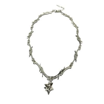 Star Pendant Clavicle Chain Jewelry Gothic Thorns Choker Necklace for Men Women Unisex Hip Hop Rock Jewelry Flame Chain