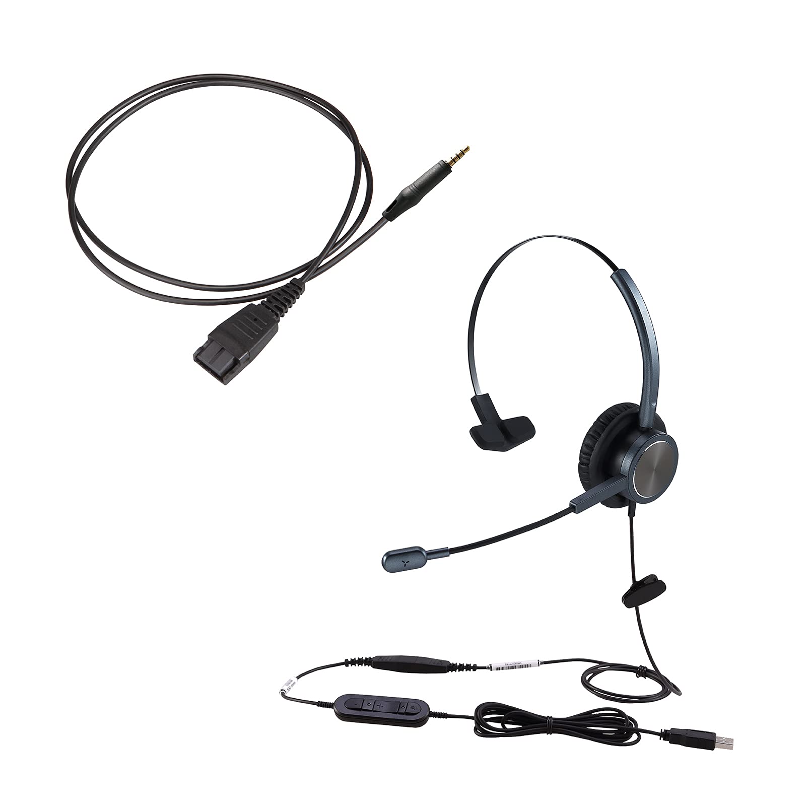

VOPTECH USB Single Model UC809 with with for Remote Web Call and Video for Eligible Headset, Ear, Noise-Canceling, Over-the-Ear, DX (Silver) 3.5mm