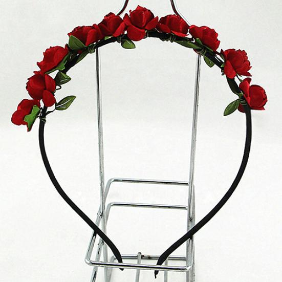 Rose Flower Crown Festival Headband Wedding Garland Floral Hairband Accessory