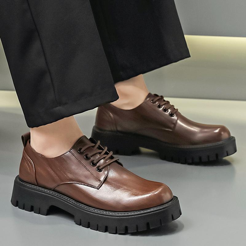 Dress big head trend low top Martin boots platform casual men's shoes leather shoes breathable British style 2025
