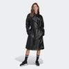 adidas Originals Trefoil Faux Leather Double-Breasted Long Trench Coat Women Outerwear Black II6083