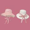1Pcs Double-sided Plaid Wide-edged Lace-up Bucket Hat Summer Outdoor Versatile Sunscreen Sweet Mountaineering Hat