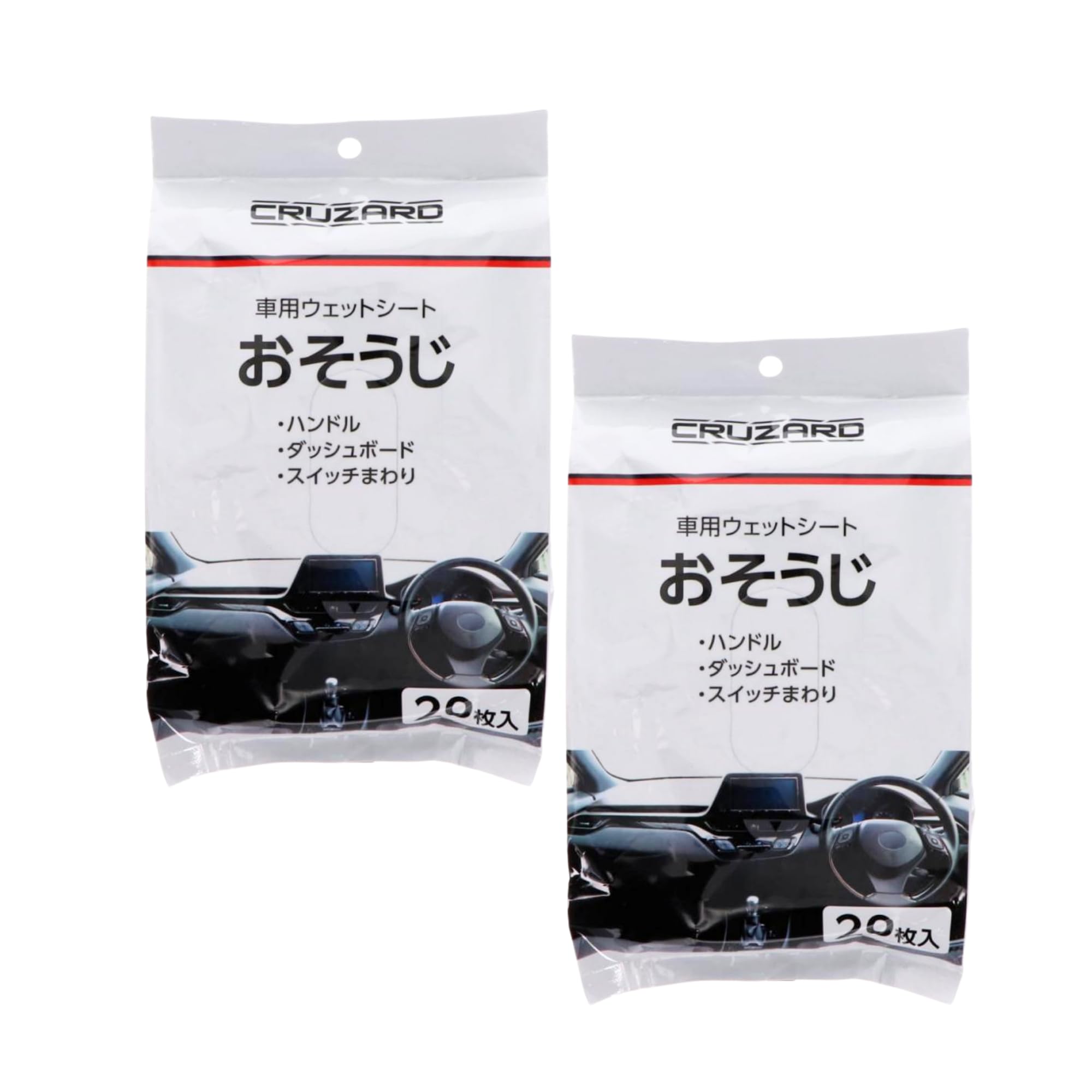 

Влажные салфетки для автомобиля для руля, дверей и пепельниц Для внутренней и внешней очистки CRUZARD Большие очищающие 20 штук x 2 упаковки Очистка окон, кузова, белый