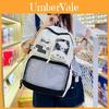 School Backpack Large Capacity Student Nylon With Letter Print And Transparent Layer Design For School Use