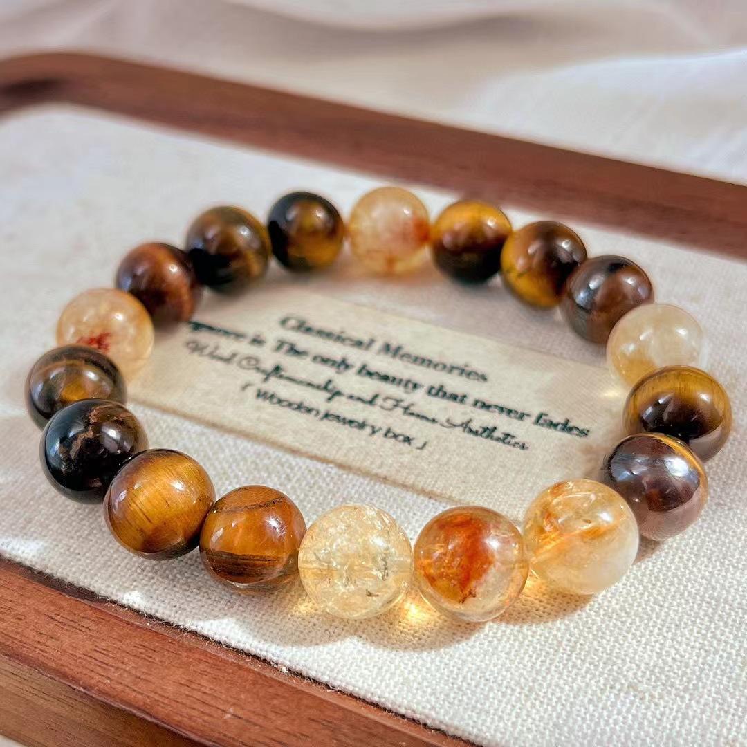 10Mm Boutique Maillard Autumn And Winter New Boutique Natural Tiger S Eye Citrine Bracelet Basic Commute