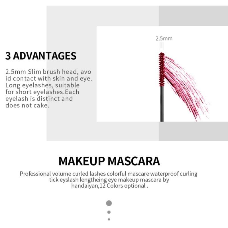 Mascara Colorată, Plină de Farmec, De Lungă Durată, Rezistentă la Apă, Nu Curge, Lungă, Groasă și Curbată