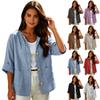 Cardigan Casual da Donna in Misto Lino e Cotone, Bottoni Frontali, Tasca, Manica Lunga, Giacca Leggera