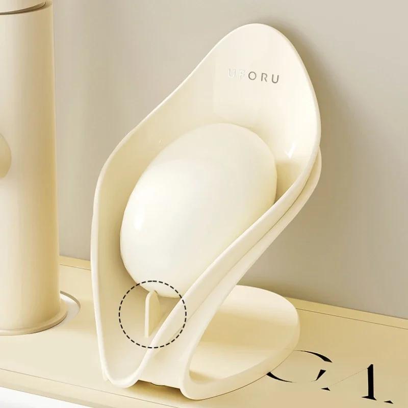 Leaf Shape Soap Bar Holder for Kitchen Bathroom Self Draining Tray Shelf with Anti-Slip Suction Cup Soap Storage Box