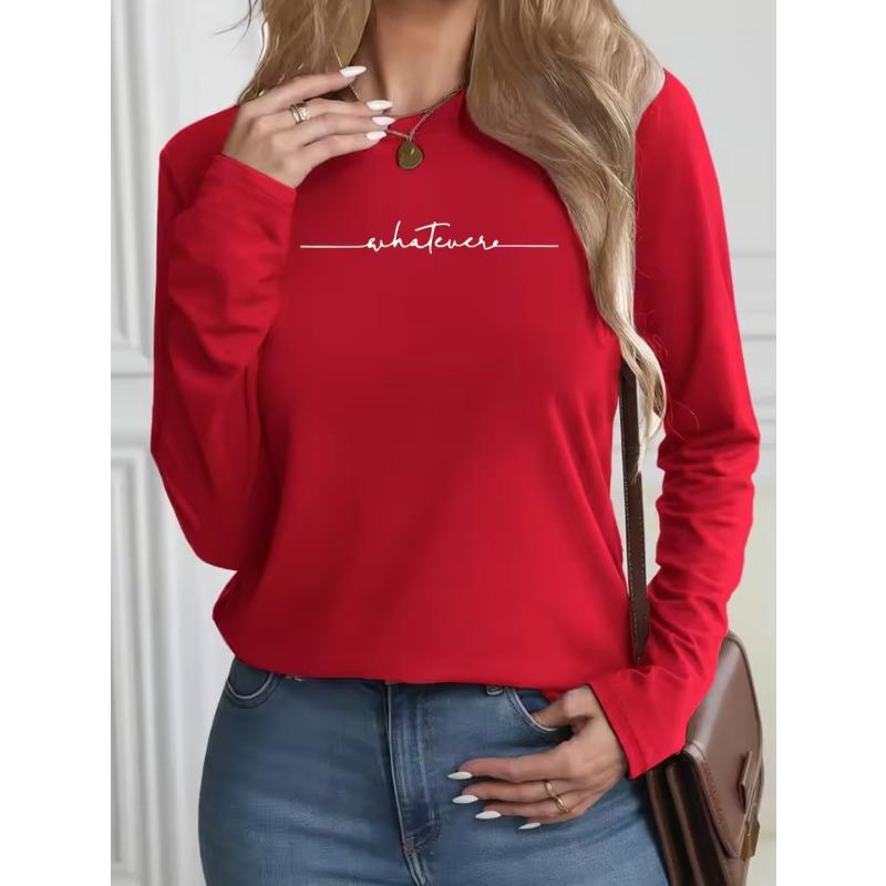 Women's Spring Autumn T-Shirts Fashion Casual Loose 3D Print You Are Enough Printed O Neck Long Sleeve T-shirt Top