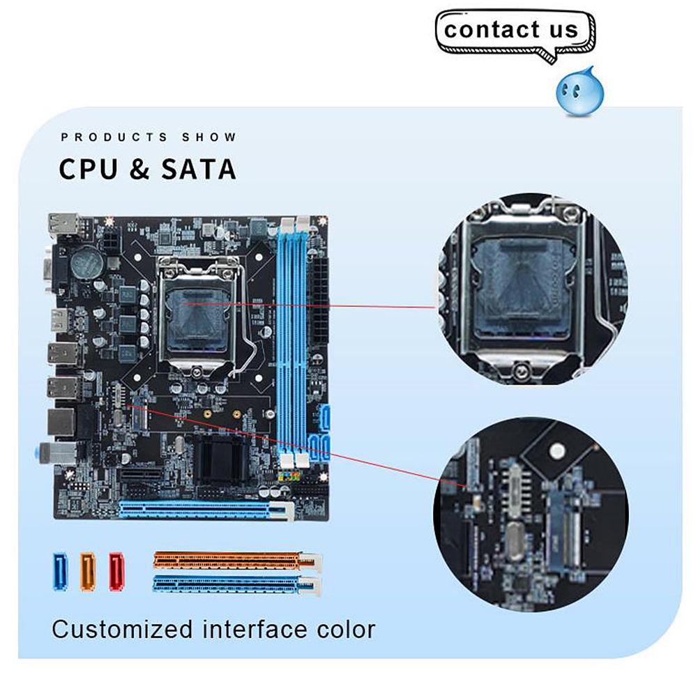 H61 Motherboard with LGA1155 I3/I5/I7 CPU 16GB Micro-ATX Dual Channal DDR3 1066/1333/1600 MHZ for Desktop Computer Main Board