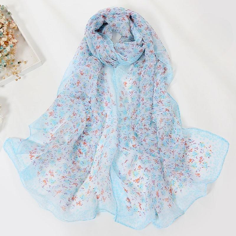 Spring and Summer Women's Small Floral Silk Scarf, Women's Georgette Scarf, Long Silk Scarf, Thin Silk Scarf