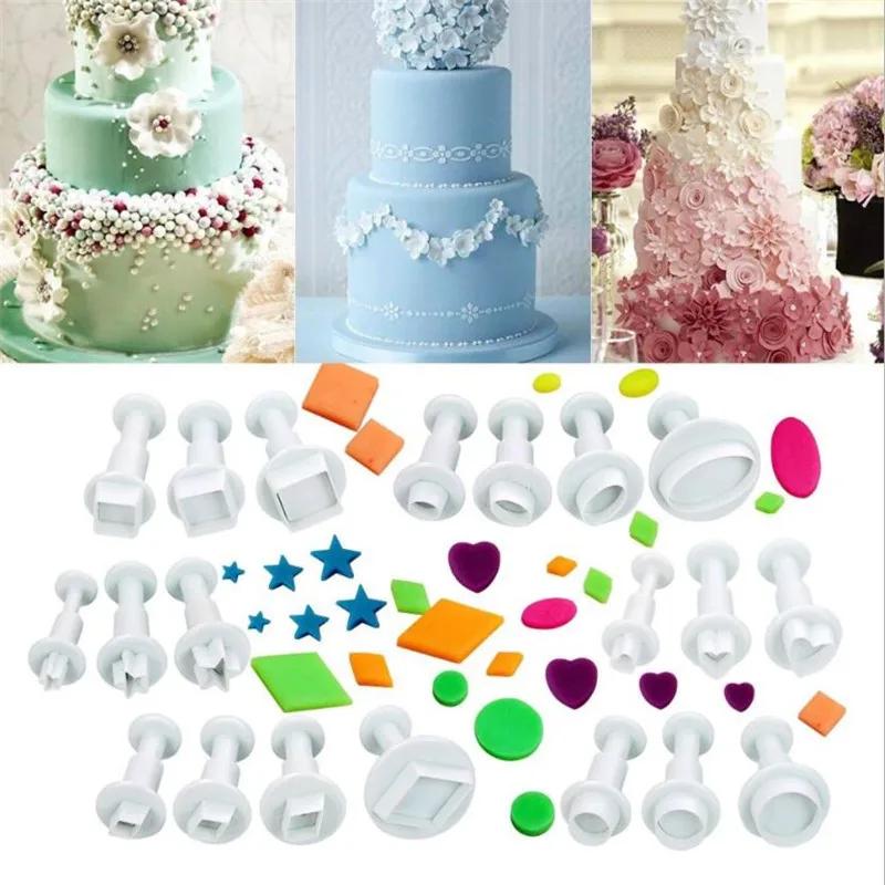 Round Flower Sugarcraft Fondant Cutter Plastic Heart Cake Mold DIY Fondant Cake Decorating Tools Plunger Paste Sugar Craft Die