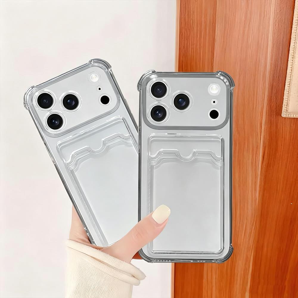 Clear Wallet Card Holder Case for Iphone Air 17 E 16 Pro Max 15 Plus 14 13 12 Mini 11 Xr Xs Max 17Pro Shockproof Slim Fit Protective Soft Wallet Cover